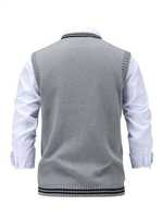 Pull en tricot personnalisé pour homme grande taille, col en V, motif uni, pull chaud d'hiver, pull de fête, laine/acrylique, vente en gros