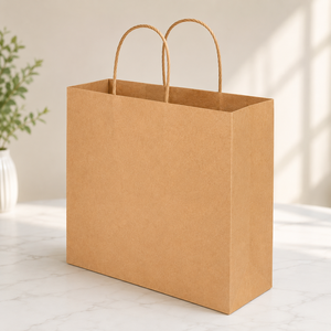 Bolsa de Compras de Papel Kraft Rectangular con Asas Retorcidas, Reciclable, Estilo Clásico, para Negocios - Product Image 4