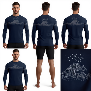 Camiseta de Protección Solar para Hombre, 100% Algodón, Diseño de Olas del Océano, Antibacteriana, de Secado Rápido y Transpirable - Product Image 1