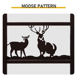 Porta Legna a Doppio Strato in Metallo Marrone con Motivo Animale e Attrezzi, Supporto per Legna in Acciaio - Product Image 4