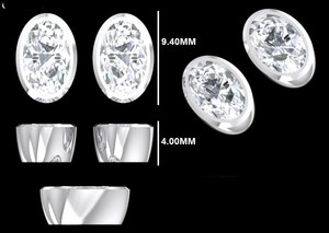 Boucles d'oreilles clous Lurba Jewels en or blanc 14 carats massif, serties de moissanite ovale 2 carats, style vintage chrétien, pour fiançailles, fêtes et mariages - Product Image 6