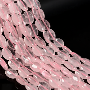 Perles en vrac Beadsnfashion SP-2099 12x8mm ovales en quartz rose, couleur rose pâle, pour collier, bracelet, boucles d'oreilles, bijoux - Product Image 2