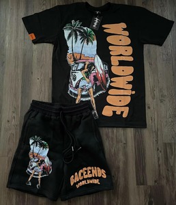 <b>Men's</b> <b>Summer</b> Streetwear Two-Piece Set Nylon Windbreaker <b>Jacket</b> Shorts Flame Embroidery Logo Embroidered Tracksuit - Product Image 5