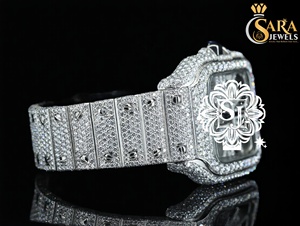 Reloj de Hip Hop Personalizado de Alta Calidad con Diamantes Moissanite VVS Completamente Engastados, Caja Cuadrada de Acero Inoxidable de Lujo, Automático, con Números Romanos - Product Image 2