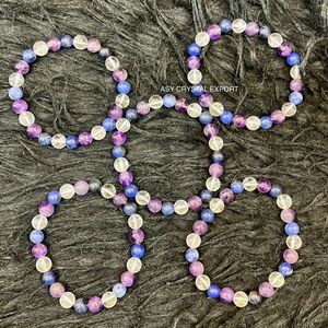 Pulsera de Cristal 100% Natural Pulido con Cuentas de 8mm de Amatista, Sodalita y Cuarzo Transparente para la Educación y el Enfoque de los Estudiantes - Product Image 3