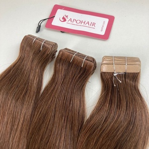 APOHAIR Vente flash 60 pièces Extensions de cheveux vierges Remy vietnamiennes à double trame 20 pouces Brun foncé Lisses Ruban invisible Cheveux humains - Product Image 6