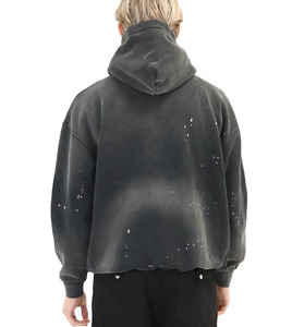 เสื้อฮู้ดวินเทจฟอกสีซีดแบบซันเฟด ผ้าฝ้าย 100% เฟรนช์เทอร์รี่เนื้อหนา เสื้อฮู้ดเปล่าคุณภาพสูง ผู้ผลิตเสื้อฮู้ดแบบ OEM และ ODM - Product Image 2