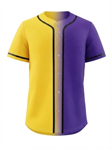 เสื้อเบสบอลแบบยูนิเซ็กซ์ แขนสั้น สีไล่ระดับชมพู-ฟ้า ติดกระดุมด้านหน้า ผ้าตาข่ายระบายอากาศ โพลีเอสเตอร์ สำหรับผู้ใหญ่ - Product Image 5