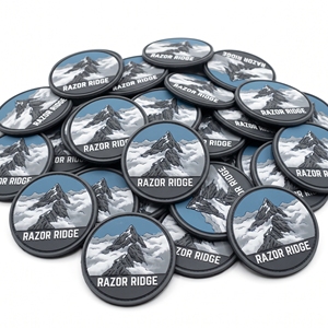 Badge rond en PVC souple 3D, motif crête de montagne, fabriqué directement par le producteur, pour sac à dos, veste, casquette, uniforme d'extérieur - Product Image 1