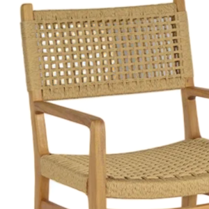 Modern Patio Garden <b>Chair</b> Teak Wood Skeleton UV Protected Rope Seat Durable Outdoor Hospitality Use - Product Image 5