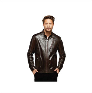 High Quality <b>Men's</b> Sheep Skin Leather <b>Jacket</b> for Winter Custom Logo Printing on Front <b>Thin</b> Stand <b>Man</b> <b>Jacket</b> - Product Image 1