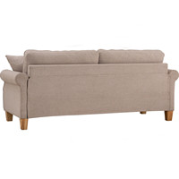 Sofá de 3 Plazas Nuhoom, Resistente y Espacioso, en Tela Beige con Forro de Lona, Diseño Clásico Moderno, Brazos Enrollados al Estilo Inglés, Respaldo Acolchado, para Sala de Estar