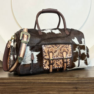 Nouveau sac polochon de voyage de nuit en cuir outillé à la main Durable de grande capacité pour hommes et femmes polochon de week-end en cuir de vachette de haute qualité - Product Image 4