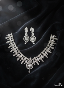 Juego de joyería de lujo AD, circonita cúbica de alta calidad, collar y aretes de diamantes americanos para novia, para boda india, para mujer - Product Image 3