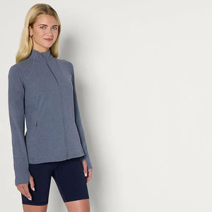 Veste de yoga respirante à manches longues et fermeture éclair intégrale en nylon pour femme, col montant, coupe ajustée, séchage rapide, idéale pour le fitness, la gym et la course à pied - Product Image 5