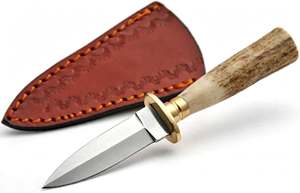 Cuchillo de Cocina Simétrico de Acero Inoxidable Hecho a Mano con Mango de Hueso y Funda de Cuero - Product Image 6