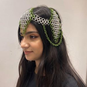 Anodized Chainmail Headpiece: Silver Medieval Crown, Cosplay Accessory, Rennaissance Festival Crown - Product Image 1