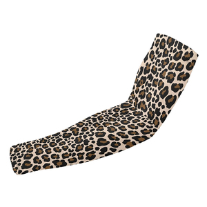 Manchons de compression unisexes en Spandex/Polyester à imprimé léopard, respirants et extensibles, pour le cyclisme, la course et la gym - Product Image 3