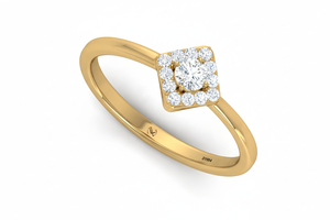 Anillo de Lujo con 13 Diamantes y Baño de Rodio en Oro de 14K, Diseño de Abrazo Romántico para Mujer, Joyería al por Mayor |   0.20Ctw - Product Image 4