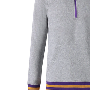 Sweat-shirt à demi-zip personnalisé Omega 2026 avec bordure jaune, logo brodé, poche avant, coupe classique, vente en gros - Product Image 4