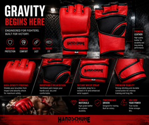 Gants de MMA demi-doigts en cuir de haute qualité avec logo personnalisé, fermeture Velcro, rouge, taille M, pour entraînement d'arts martiaux - Product Image 4