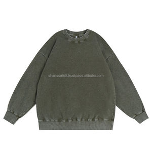 T-shirt à manches longues en coton 350g imprimé col rond homme femme délavé à l'acide surdimensionné sweat-shirt à col rond personnalisé - Product Image 1