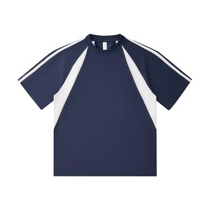 T-shirt pour homme en coton léger à col rond et manches courtes, coupe ample décontractée, style simple, manches raglan contrastées, t-shirts d'été - Product Image 2