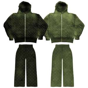 Ensemble de survêtement décontracté à capuche pour garçons, motif à pois, manches longues, fermeture éclair, sweat-shirt et pantalon en polyester, vêtements d'automne pour enfants - Product Image 4
