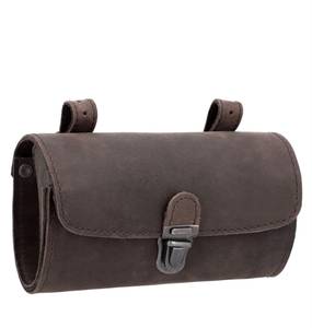 Sacoche de selle de vélo vintage rétro en cuir marron, pochette de guidon de vélo sécurisée, sangle réglable, fermeture à bouton-pression, étui de transport léger - Product Image 1