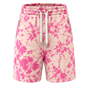 Wholesale <b>Mens</b> Tie Dye Sweat <b>Shorts</b> <b>Fleece</b> Fabric Elastic Waist Drawcord Side Pockets Relaxed Casual Clothing Manufacturing Unit - Product Image 1