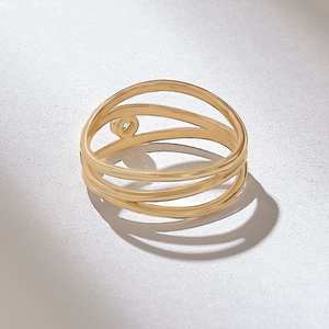 Anillo Minimalista con Diamantes Cultivados en Laboratorio, con Banda Ondulada y Engaste de Bisel, para Mujer, Oro Sólido de 14K, Anillo de Compromiso, Aniversario, Boda, Regalo - Product Image 4