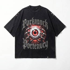 Conjunto de Camiseta y Pantalones Cortos Estilo Punk para Hombre Parkmock, Estampado Gráfico de Ojo Negro, Cuello Redondo, Ropa Urbana de Verano - Product Image 4