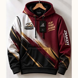 Wholesale Direct Ziakot Industry Custom Stitched <b>Burgundy</b> Black Football Pullover Sweatshirt <b>Hoodie</b> - Product Image 5