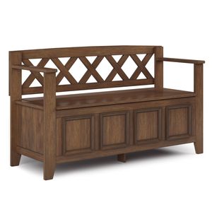 Amherst Rustic Natural Aged Brown <b>Entryway</b> Storage <b>Bench</b> - Product Image 1
