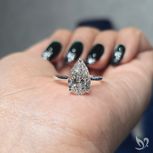 Anillo de Compromiso Solitario con Diamante Cultivado en Laboratorio de 3 Quilates, Corte Pera, Oro Blanco de 10k, Certificado IGI, Regalo de Lujo para Boda o Aniversario - Product Image 6