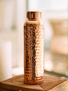 Vintage Hammered Copper Water Bottle with Screw <b>Cap</b> Handmade Pure Copper Bottle Wholesale Supplier India - Product Image 1