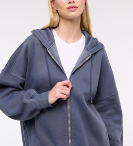 Loose Full Length Long Sleeve Women's 2 Pieces Oversized Full <b>Zip</b> Hoodie & Wide Leg Sweatpants Sets Winter 100% Cotton 340 GSM - Product Image 6