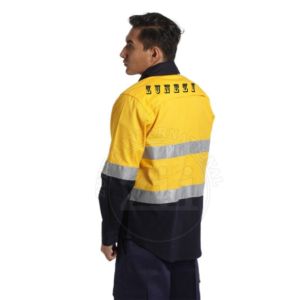 Camisas de trabajo para soldadores, ignífugas, ropa de soldador 100% algodón FRC, estilo occidental con cinta reflectante de dos tonos y doble costura. - Product Image 2