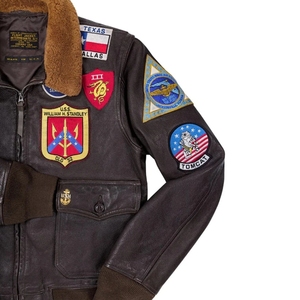 Stylish Solid Plain Dyed Men's Maverick <b>Top</b> <b>Gun</b> Aviator Pilot Leather Hoodie | Tom Cruise <b>Patch</b> Flight Coat HUNAR INDUSTRIES - Product Image 3