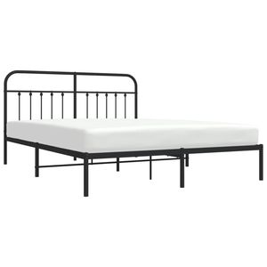 Cadre de lit rectangulaire en acier noir durable, taille standard - Product Image 3