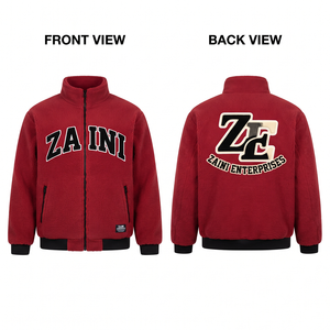 Custom Men's Autumn <b>Running</b> <b>Jacket</b> 240 GSM Fleece Waterproof Breathable <b>Reflective</b> Stand Collar Zipper Closure Maroon Black - Product Image 1