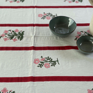 Handblock Printed Floral Cotton Indian <b>Tablecloth</b> Handmade Modern Dining Tablecover Linen Decor - Product Image 1