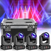 U`King 4er-Set 150W LED Beam Moving Head Light mit 18-Facetten-Prisma, DMX-Steuerung und Flightcase