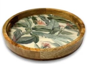 Plateau à gâteau en bois fait main, plateau floral ovale, plateau de présentation décoratif, plateau de service pour mariage, fête, décoration de la maison, plateau en bois - Product Image 5