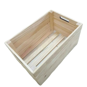 Cajas de Madera Rústicas Personalizadas con Listones para Frutas |   Cesta de madera rectangular para artículos diversos |   Caja de Almacenamiento Multifuncional Clásica con Asa HLC - Product Image 1