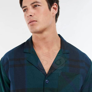 Ensemble pyjama en coton à manches longues pour hommes, vêtements de nuit à boutons sur le devant avec pantalon à taille élastique pour toutes les saisons - Product Image 5