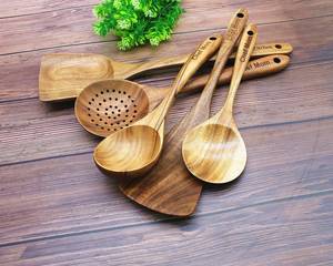 <b>Wooden</b> <b>Utensil</b> Set 1 Piece Spoon Spatula Serving Tools Hand Carved Kitchenware Personalized Engraved Dishwasher & Microwave Safe - Product Image 6