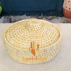 Cesta de Almacenamiento Biodegradable de Hierba Moonj Natural, Mini Cesta con Tapa y Asa, Ecológica - Product Image 3