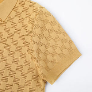 Chemise de golf décontractée vintage pour homme à manches courtes, col classique, motif léopard 3D, logo brodé personnalisé, tissage Dobby crocheté, 100% coton - Product Image 4