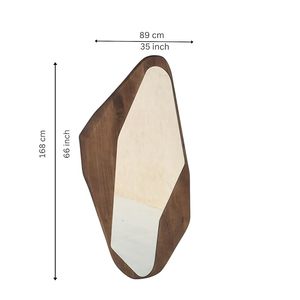 Espejo de pie irregular ondulado con marco de madera, espejo decorativo de cristal hecho a mano para pared, pasillo o dormitorio - Product Image 3